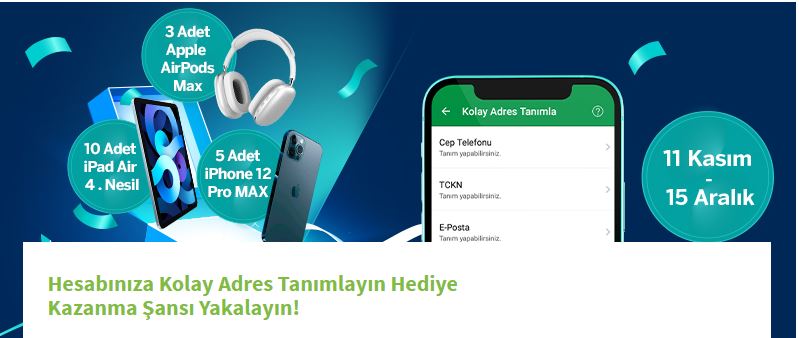 Garanti BBVA Kolay Adres iPhone 12 Çekilişi sonucu