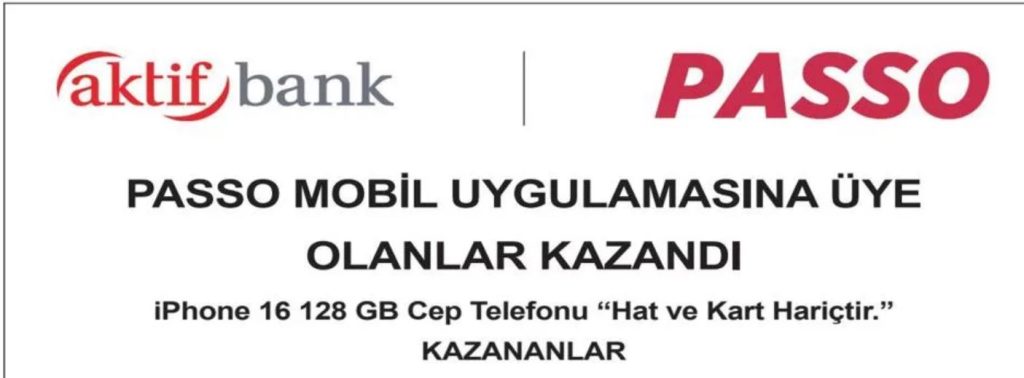 Aktif Bank Passo Mobil Çekiliş Sonuçları