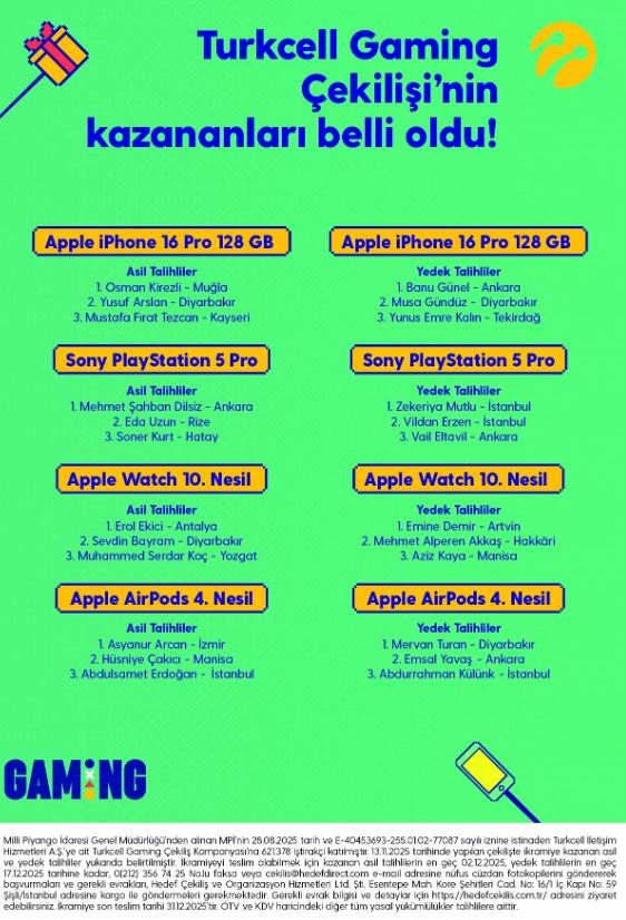 Turkcell Gaming Çekiliş Sonuçları