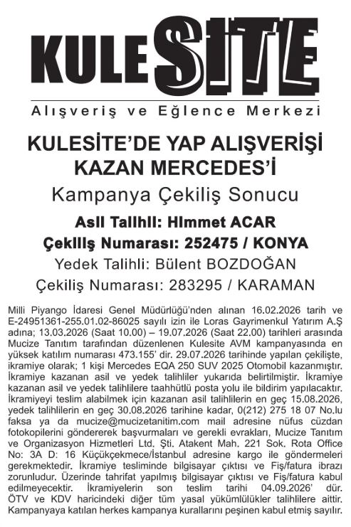 Kule Site AVM Mercedes Çekiliş Sonuçları